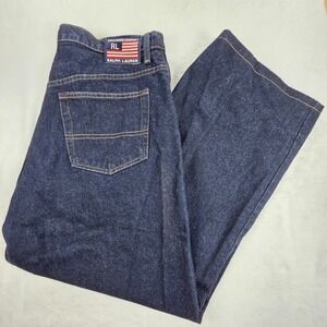 VINTAGE Polo Ralph Lauren Jeans Mens 36x30 Denim Pants Baggy Loose Banner Y2K